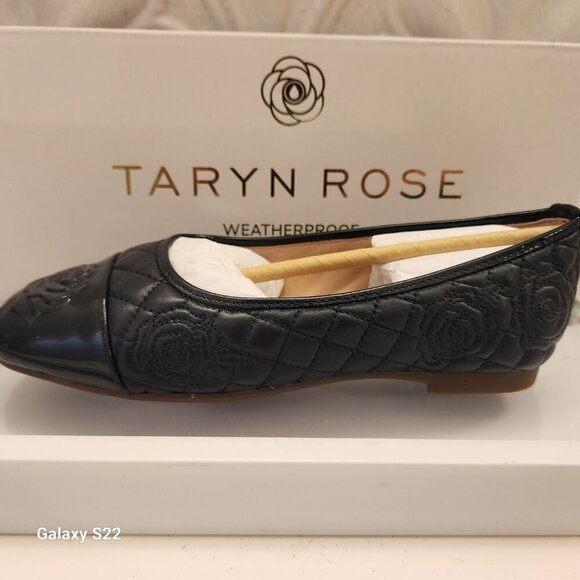 Taryn Rose Quilted Leather Ballet Flats - Reese in Midnight. NIB. Size 5 - Picture 1 of 16